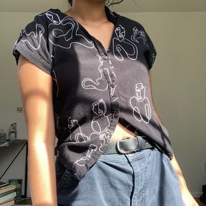 Artsy Short-Sleeve Button Up